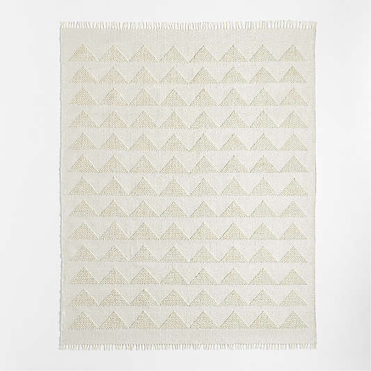 Hi/Low Triangle Pampas Ivory Flatweave Kids Performance Area Rug 6'x9'