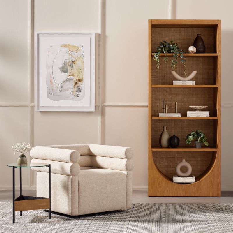 Higgins Honey Oak Wood Bookcase with Shelves