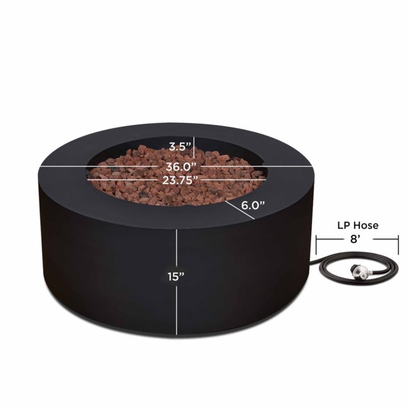 Highlands Black Metal Round Outdoor Natural Gas and Propane Fire Pit Table