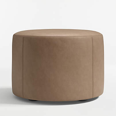 Highland 22" Round Leather Ottoman