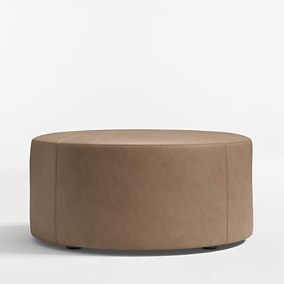 Highland 36" Round Leather Ottoman