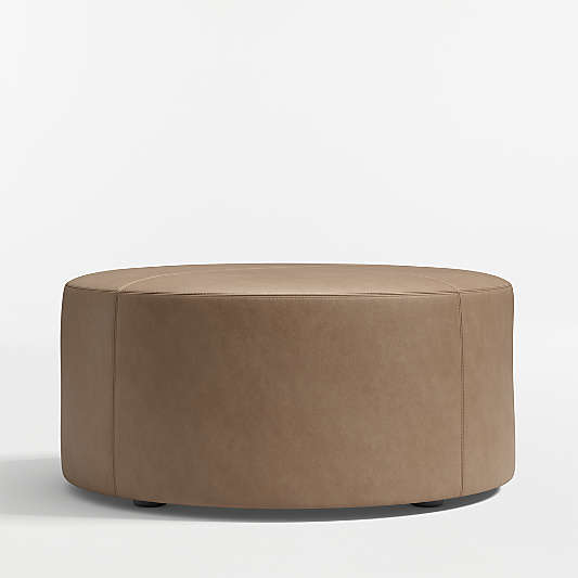 Highland 36" Round Leather Ottoman