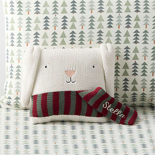 Holiday Bunny Kids Christmas Throw Pillow