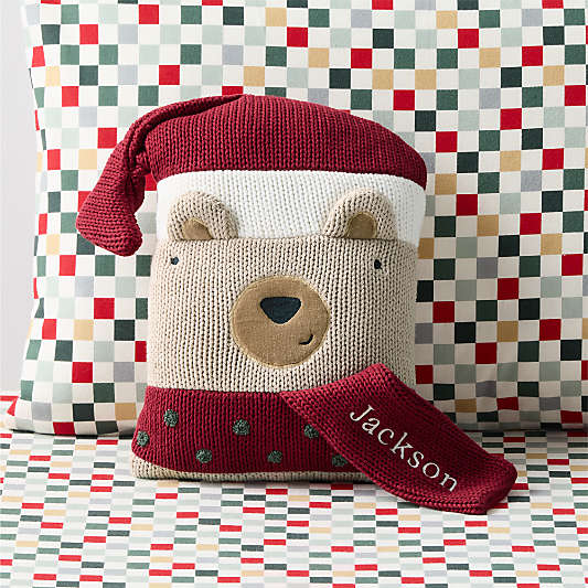 Holiday Bear Kids Christmas Throw Pillow