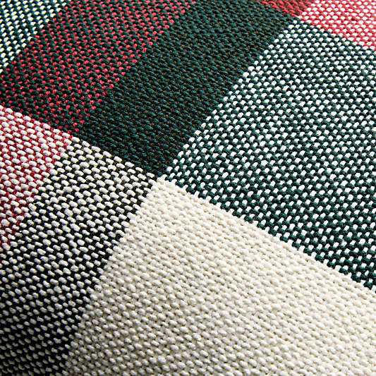Holiday Plaid Organic Cotton 22"x15" Red and Green Throw Pillow Cover