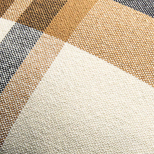 Holiday Plaid Organic Cotton 23"x23" Camel Tan Throw Pillow Cover