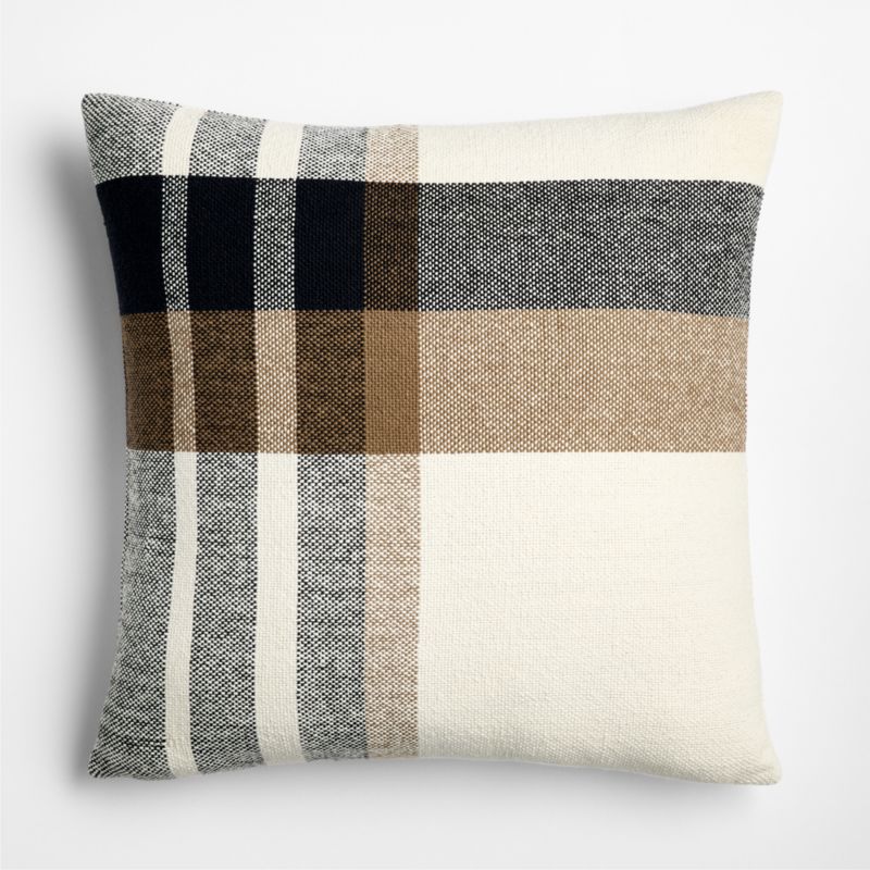 Holiday Plaid Organic Cotton 23"x23" Camel Tan Throw Pillow Cover - image 2 of 4