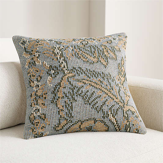 Hillsfield Organic Cotton 20"x20" Blue Throw Pillow Cover