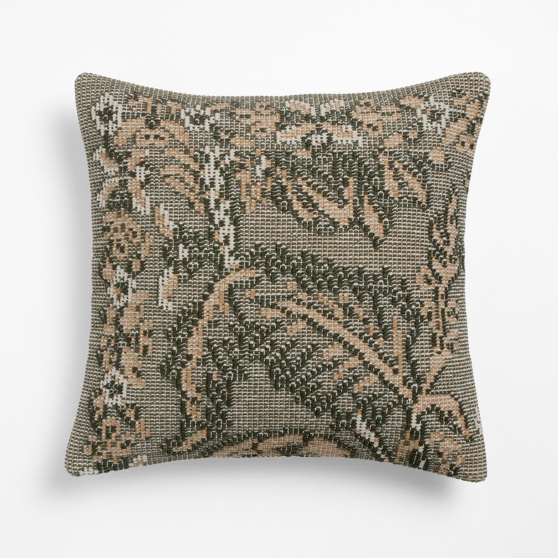 Hillsfiled Organic Cotton 20"x20" Burnt Green Throw Pillow Cover with Down-Alternative Insert - image 1 of 5