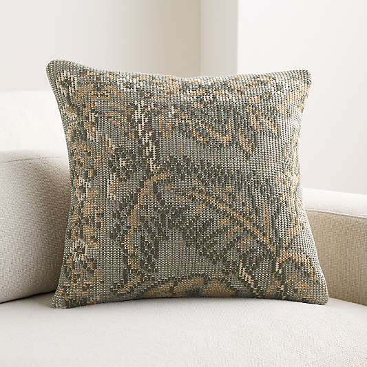 Hillsfield Organic Cotton 20"x20"Shadow Sage Throw Pillow Cover