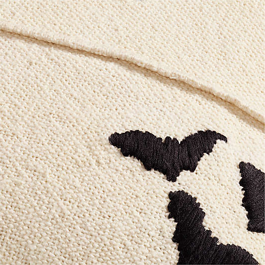 Halloween Embroidered Bats 20"x20" Arctic Ivory Throw Pillow by Joan Anderson