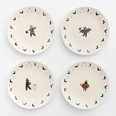View Halloween Melamine Kids Dinner Plates, Mixed Set of 4 details