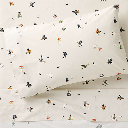 Halloween Trick Or Treat 100% Organic Cotton Percale Kids Twin Sheet Set