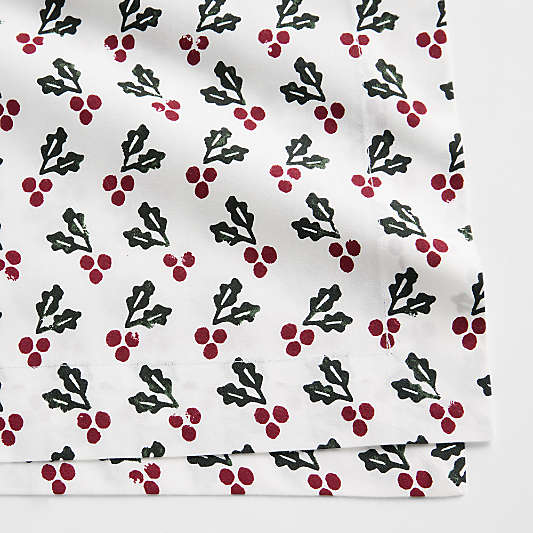Holly Berry Block Print Napkin, Set of 4
