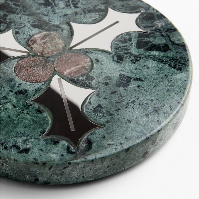 Holly Berry Green Marble Coasters, Set of 4 - image 1 of 3