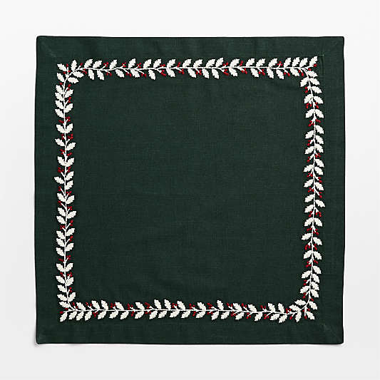 Embroidered Holly Berry Napkin, Set of 4