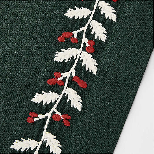 Embroidered Holly Berry 108" Table Runner