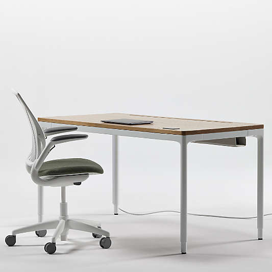 Humanscale ® eFloat Quattro Oak Adjustable Standing Desk (46"-58")