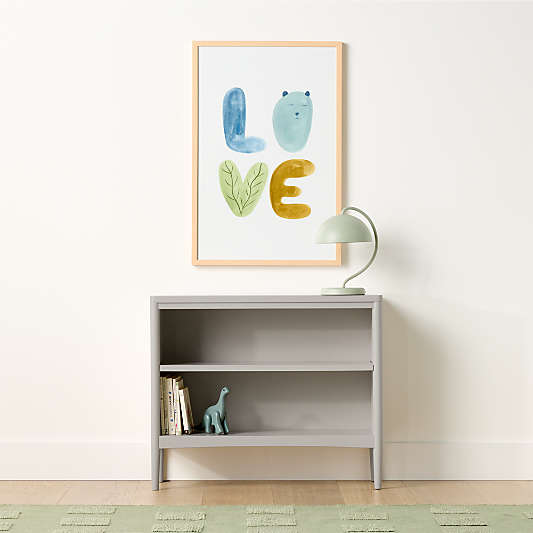 Hampshire 36" Cozy Grey Wood 2-Shelf Small Kids Bookcase