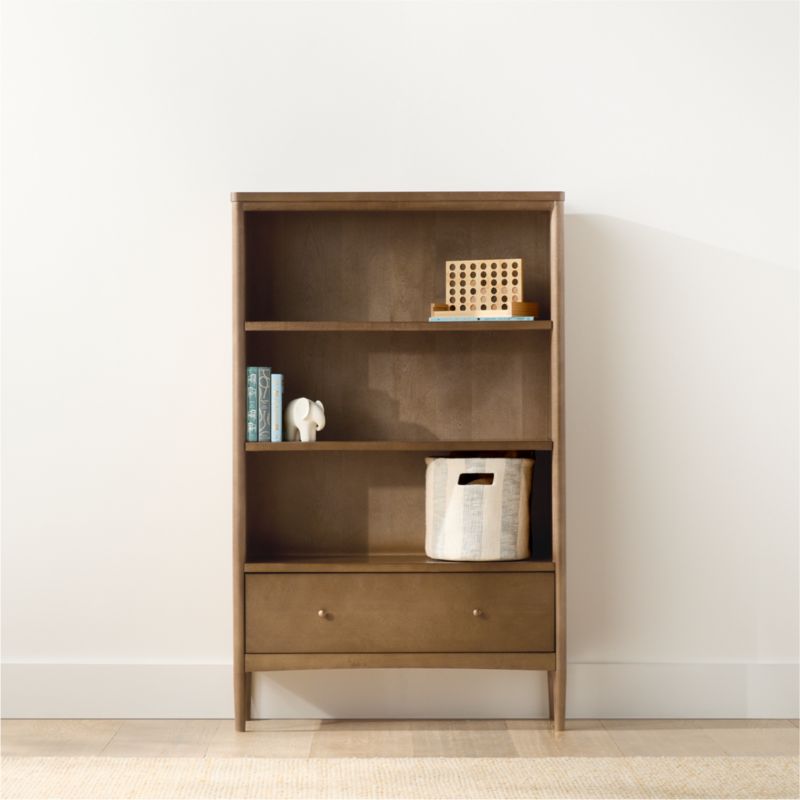 Hampshire 36" Natural Brown Wood 3-Shelf Tall Kids Bookcase with Drawer - image 2 of 10