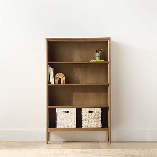Hampshire 36" Natural Brown Wood 4-Shelf Tall Kids Bookcase