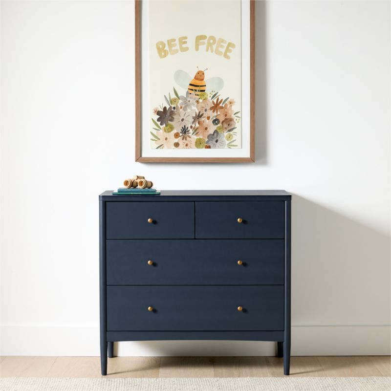 Hampshire 36" Navy Blue Wood Narrow 4-Drawer Kids Dresser - image 2 of 11