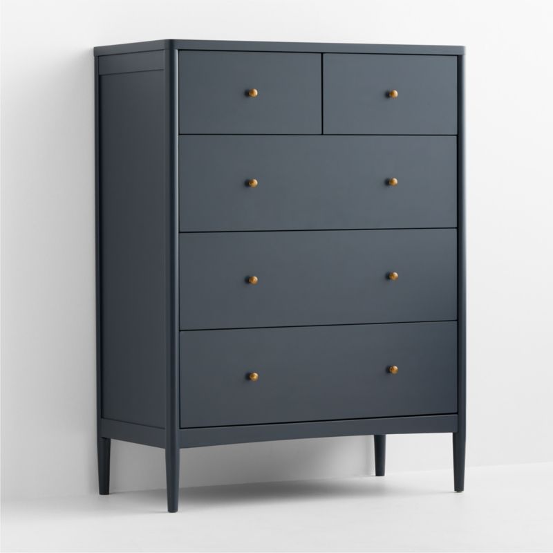 Hampshire 36" Navy Blue Wood Tall 5-Drawer Kids Dresser - image 3 of 11