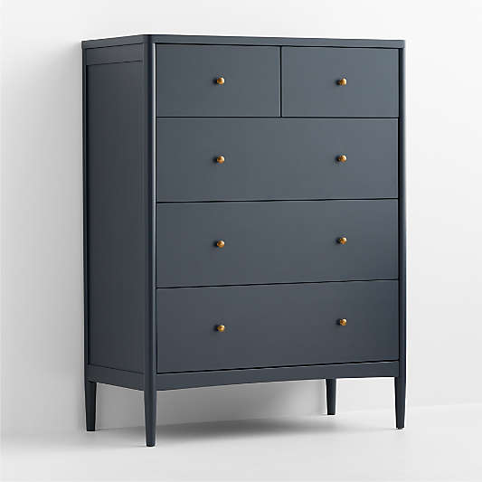Hampshire 36" Navy Blue Wood Tall 5-Drawer Kids Dresser