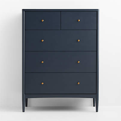 Hampshire 36" Navy Blue Wood Tall 5-Drawer Kids Dresser