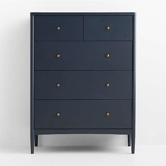 Hampshire 36" Navy Blue Wood Tall 5-Drawer Kids Dresser
