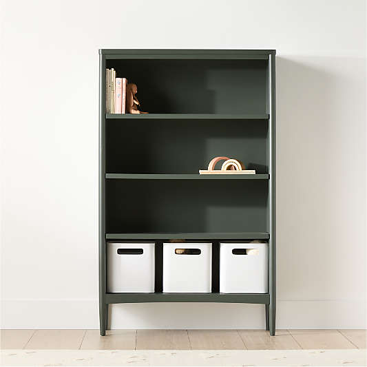 Hampshire 36" Olive Green Wood 4-Shelf Tall Kids Bookcase