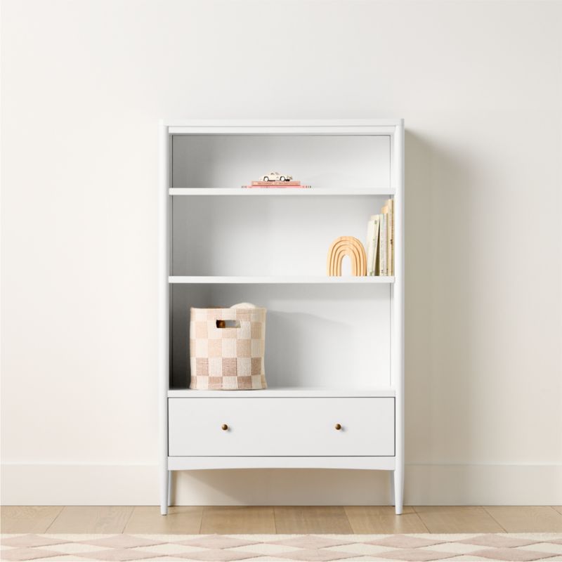 Hampshire 36" White Wood 3-Shelf Tall Kids Bookcase with Drawer - image 2 of 12