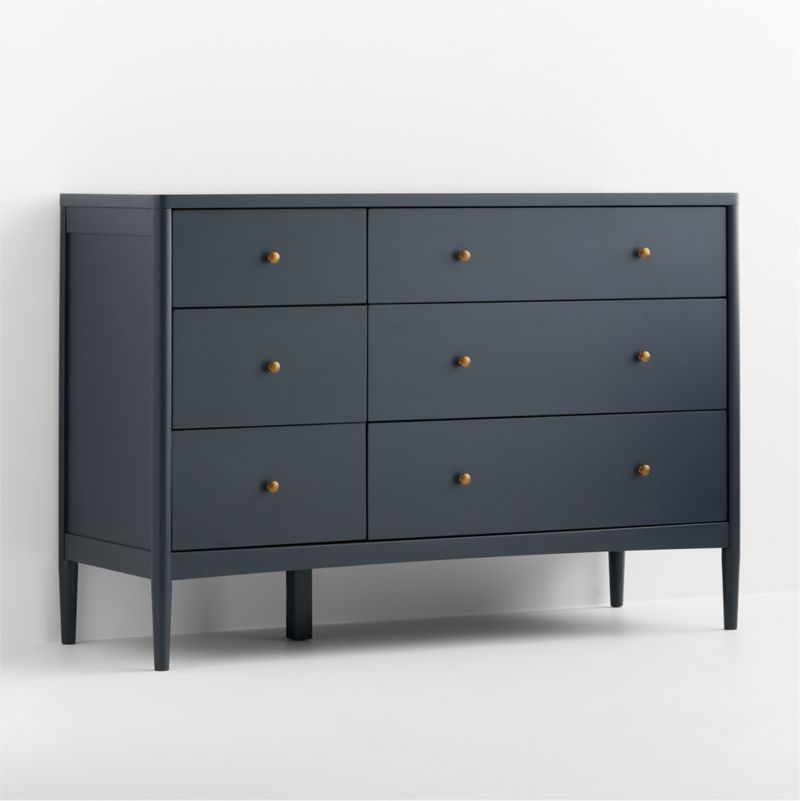 Hampshire 50" Navy Blue Wood Wide 6-Drawer Kids Dresser - image 3 of 11
