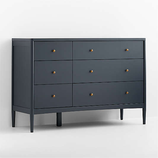 Hampshire 50" Navy Blue Wood Wide 6-Drawer Kids Dresser