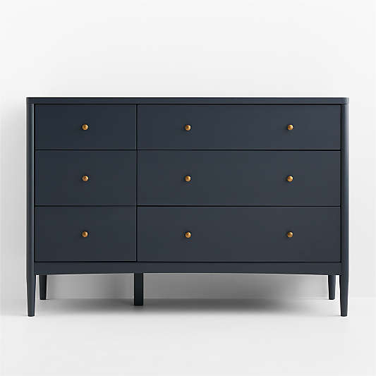 Hampshire 50" Navy Blue Wood Wide 6-Drawer Kids Dresser