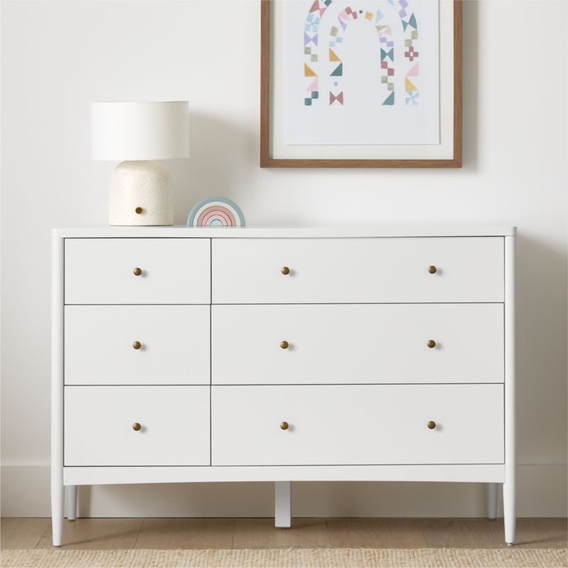Hampshire 50" White Wood 6-Drawer Kids Dresser - image 2 of 8