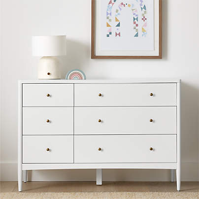 Hampshire 50" White Wood 6-Drawer Kids Dresser