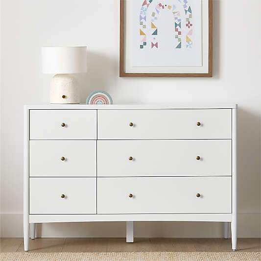 Hampshire 50" White Wood 6-Drawer Kids Dresser