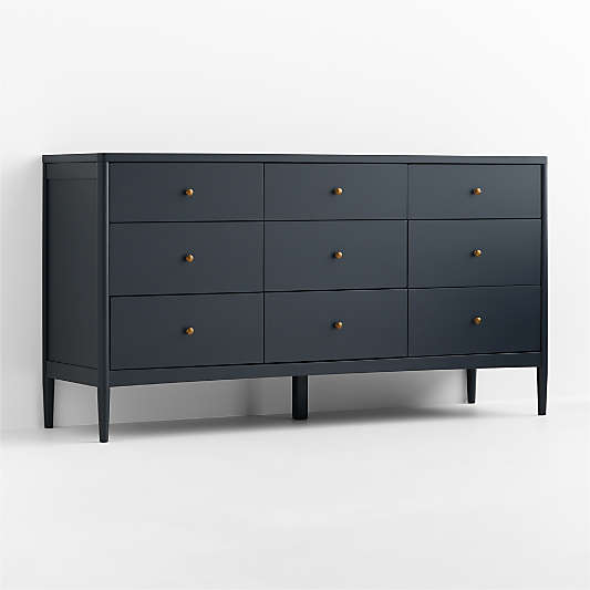 Hampshire 64" Navy Blue Wood Extra Wide 9-Drawer Kids Dresser