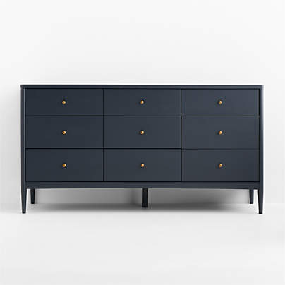 Hampshire 64" Navy Blue Wood Extra Wide 9-Drawer Kids Dresser