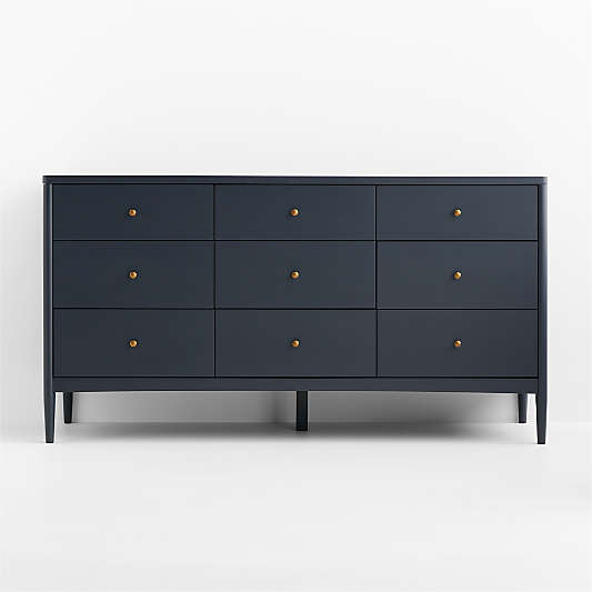 Hampshire 64" Navy Blue Wood Extra Wide 9-Drawer Kids Dresser