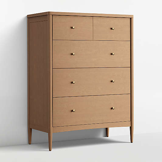 Hampshire 36" Natural Brown Wood Tall 5-Drawer Kids Dresser