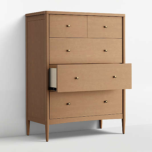 Hampshire 36" Natural Brown Wood Tall 5-Drawer Kids Dresser