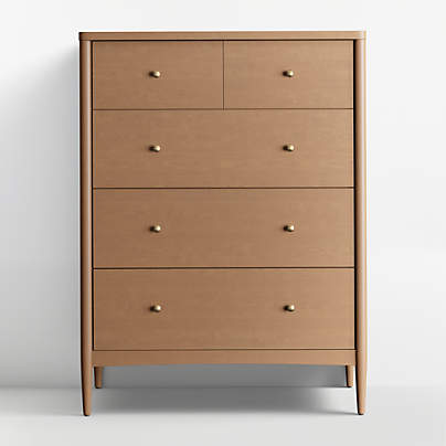 Hampshire 36" Natural Brown Wood Tall 5-Drawer Kids Dresser
