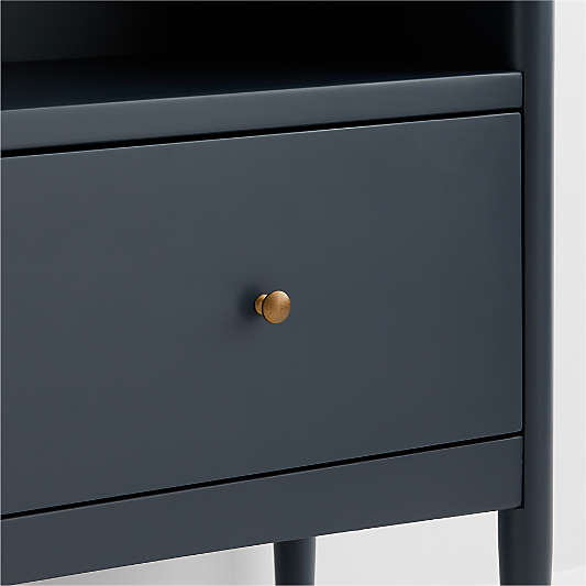 Hampshire 36" Navy Blue Wood Tall 3-Shelf Kids Bookcase with Drawer