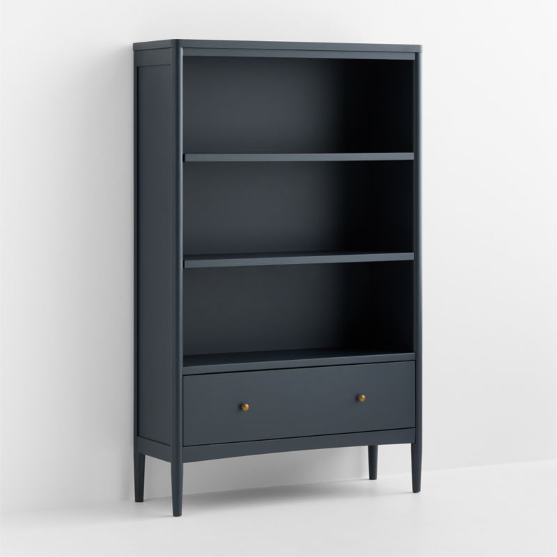 Hampshire 36" Navy Blue Wood Tall 3-Shelf Kids Bookcase with Drawer - image 3 of 9