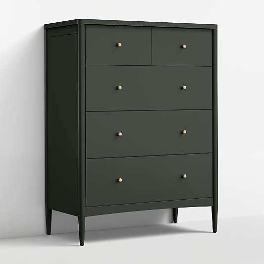 Hampshire 36" Olive Green Wood Tall 5-Drawer Kids Dresser