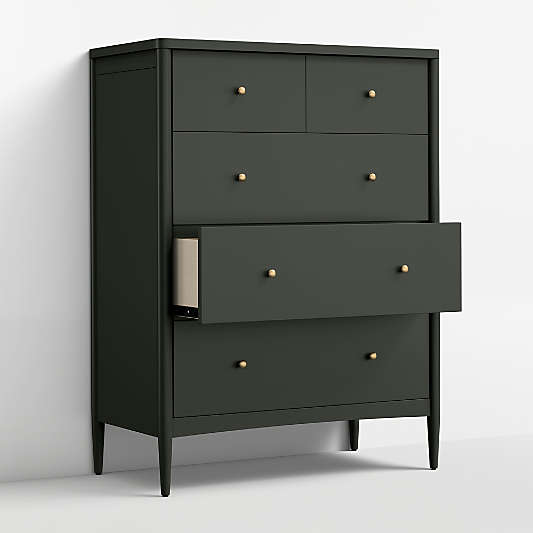 Hampshire 36" Olive Green Wood Tall 5-Drawer Kids Dresser