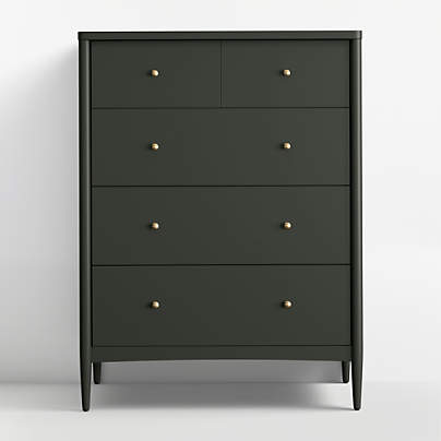 Hampshire 36" Olive Green Wood Tall 5-Drawer Kids Dresser