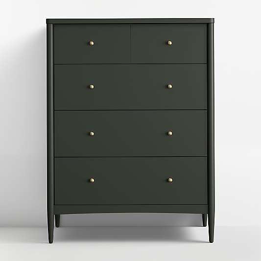 Hampshire 36" Olive Green Wood Tall 5-Drawer Kids Dresser
